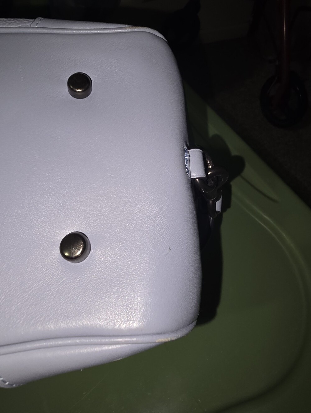 Coach Lane Pebbled Leather Satchel in Light Blue With Crossbody Strap - Picture 4 of 14